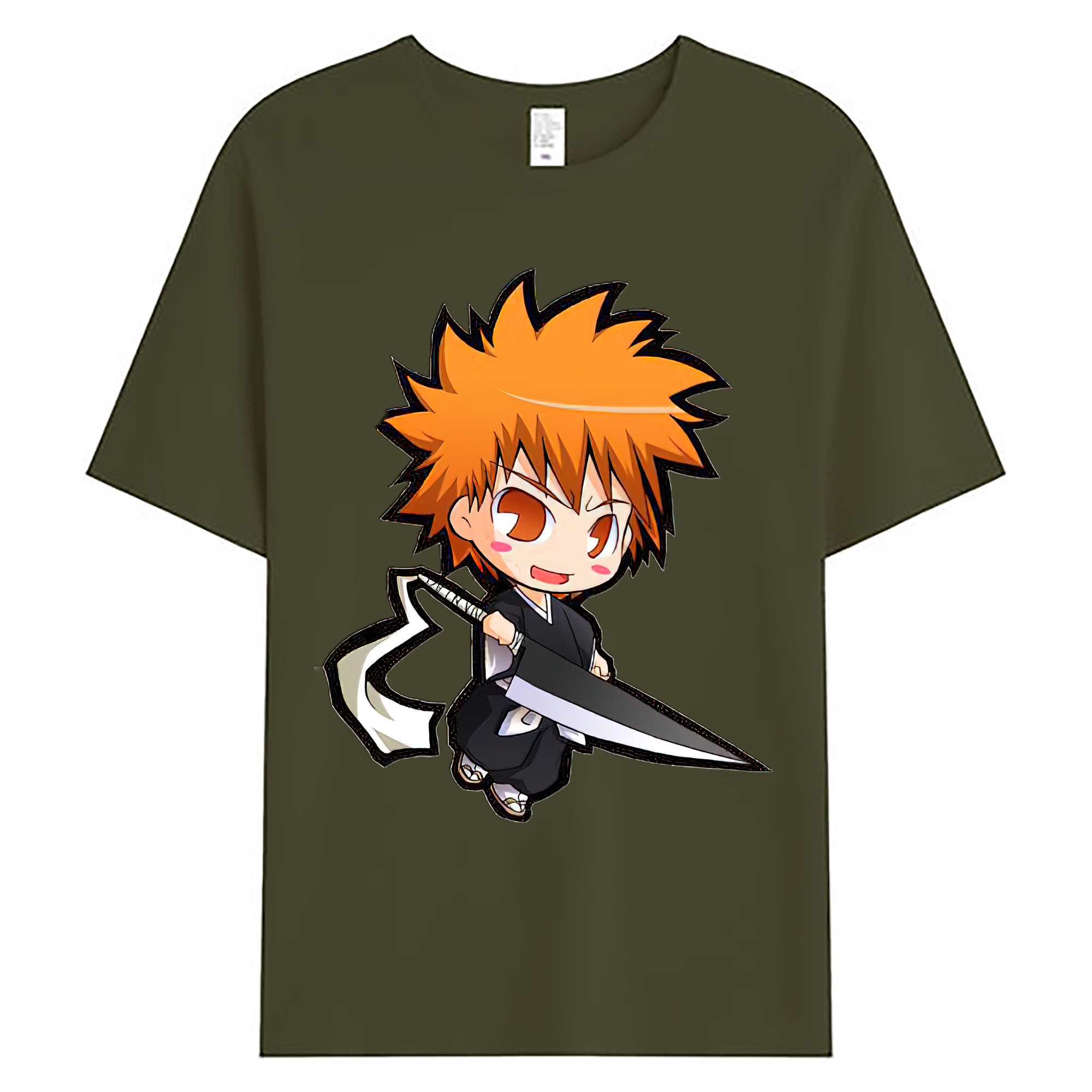 （画像用） ブリーチ 黒崎一護（くろさき いちご）BLEACH Kurosaki Ichigo 綿100％ メンズ半袖Tシャツ｜肌触りやわらか＆通気性